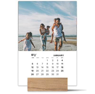 Family Wood Block Desk Calendar 2025