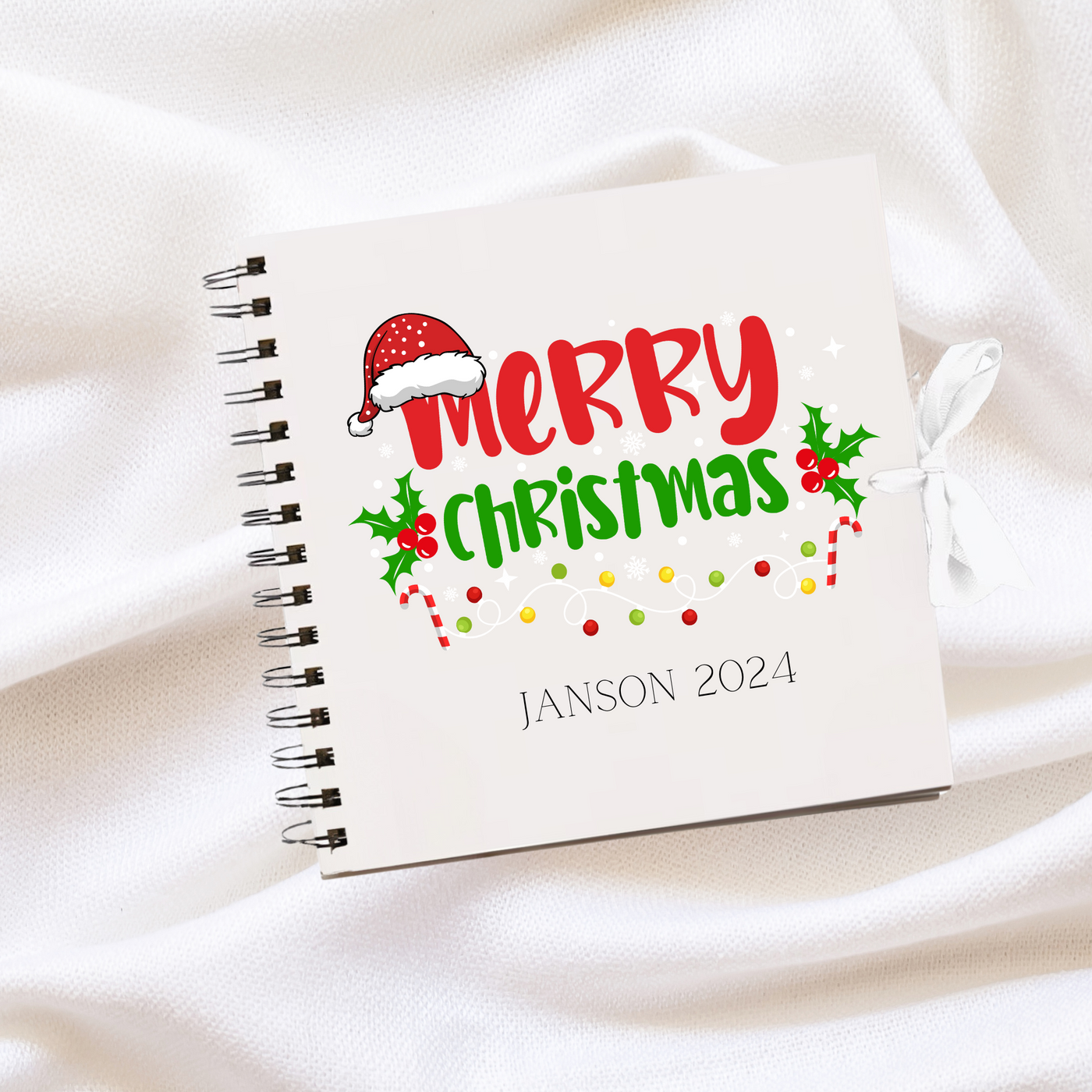 Merry  Christmas White  Scrapbook Guest Book