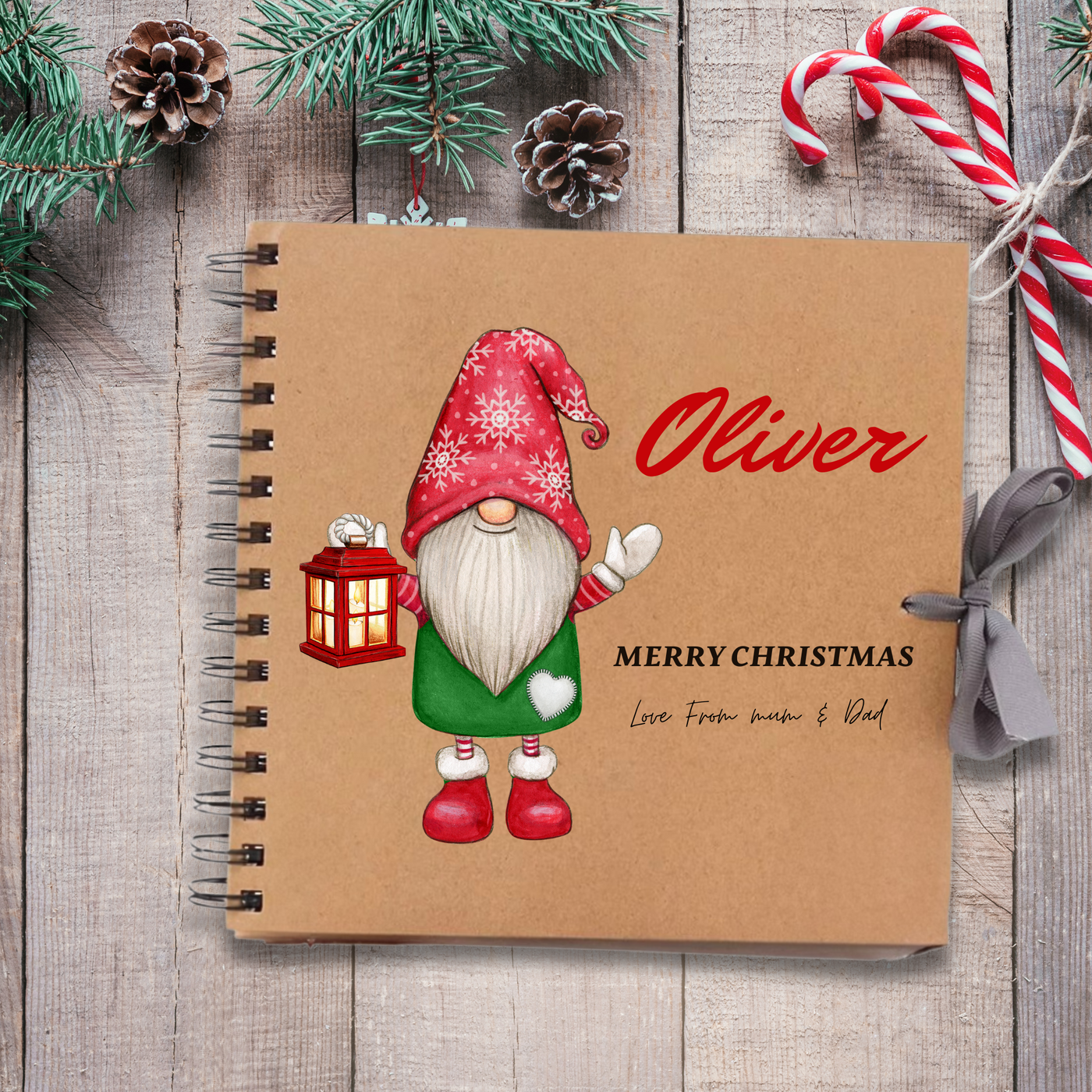 Merry Christmas Brown Santa Oliver Scrapbook Guest Book