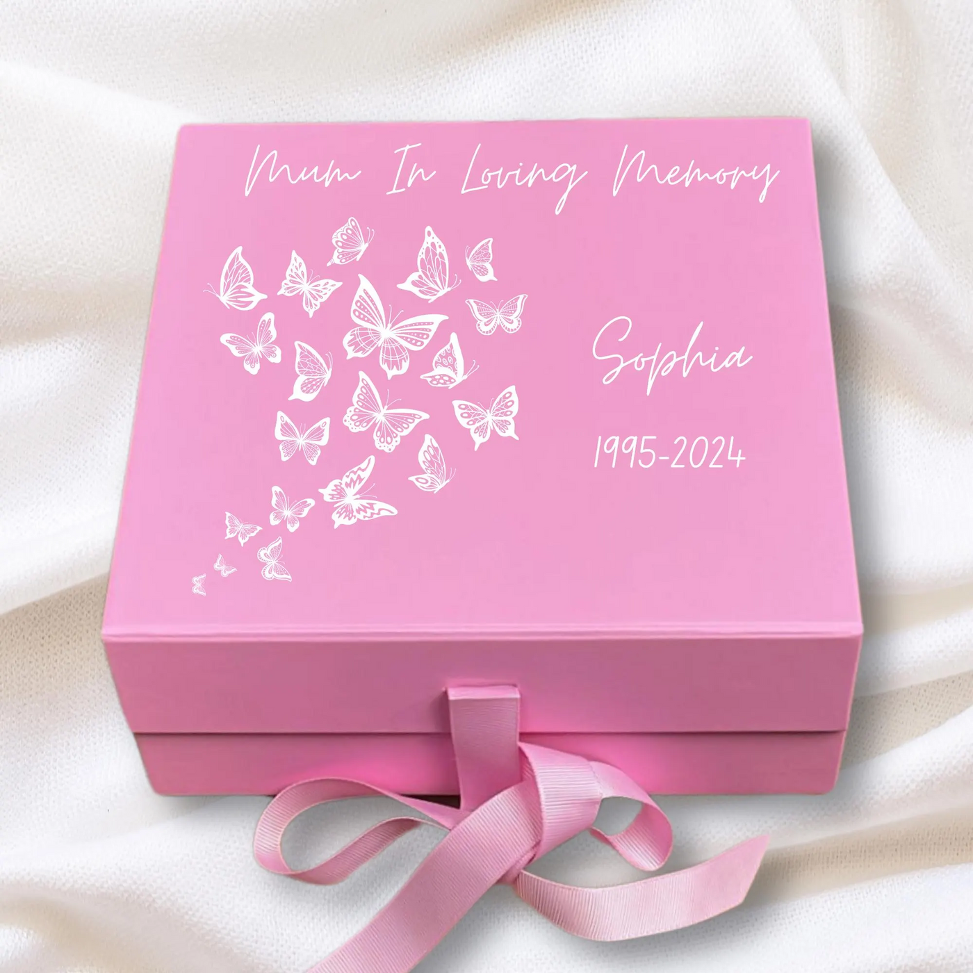 Personalized Mom Keepsake Box - Custom Memory Gift - Pink Gift Box for Her - Unique Keepsake for Special Moments