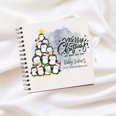 Merry  Christmas White  Scrapbook Guest Book