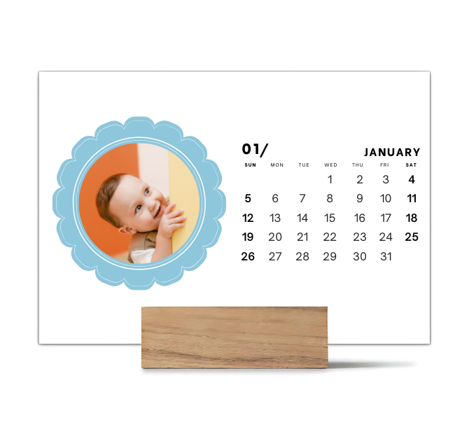 Wood Block Desk Calendar 2025