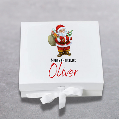 Personalised Merry Christmas Santa Design Keepsake Memory Box