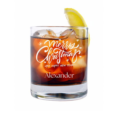 Personalised Christmas Whiskey Glass Engraved Custom Glassware