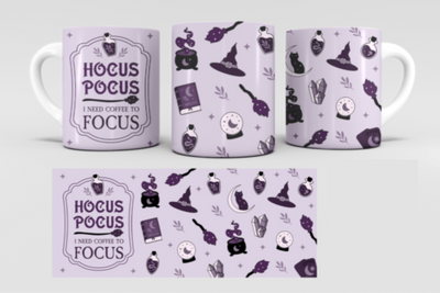 hocus pocus i need coffee to focus Ceramic Mug Gift Personalised Mug