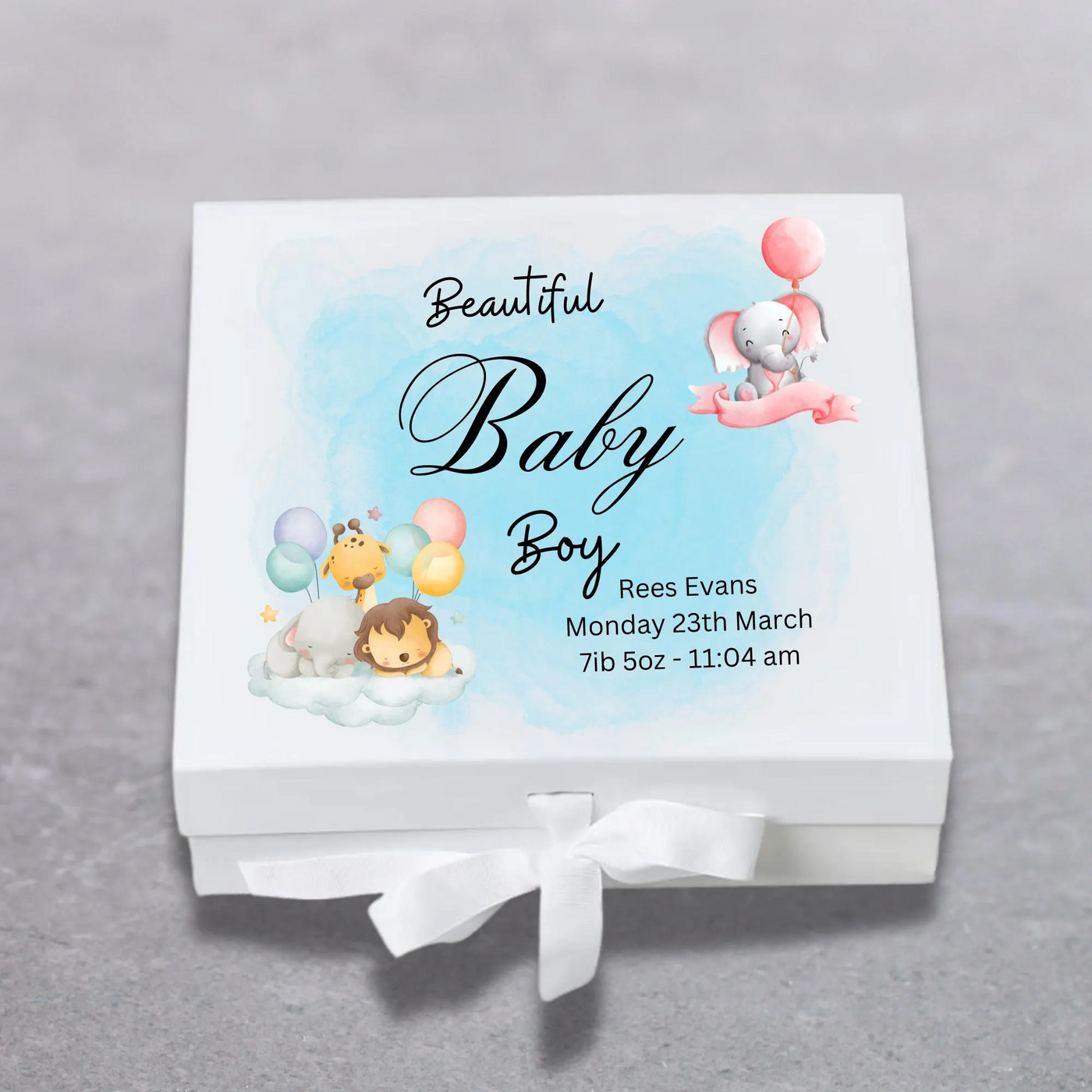 Personalized Baby Keepsake Box Memory Gift for Newborn & Baby Shower, Custom Name,Date. Perfect for Baby Gifts!