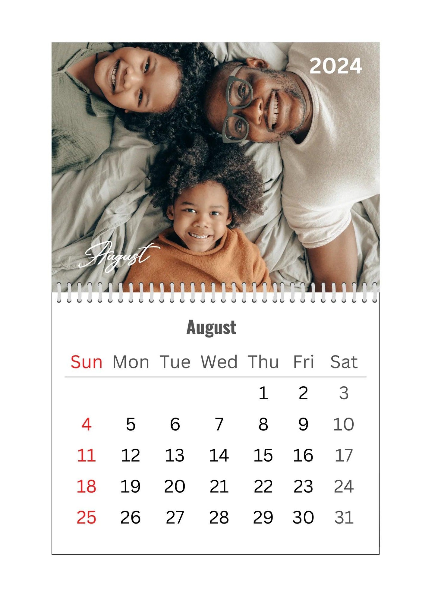 Modern Simple Playful Script Family Photos Calendar End of 6 Months 2024