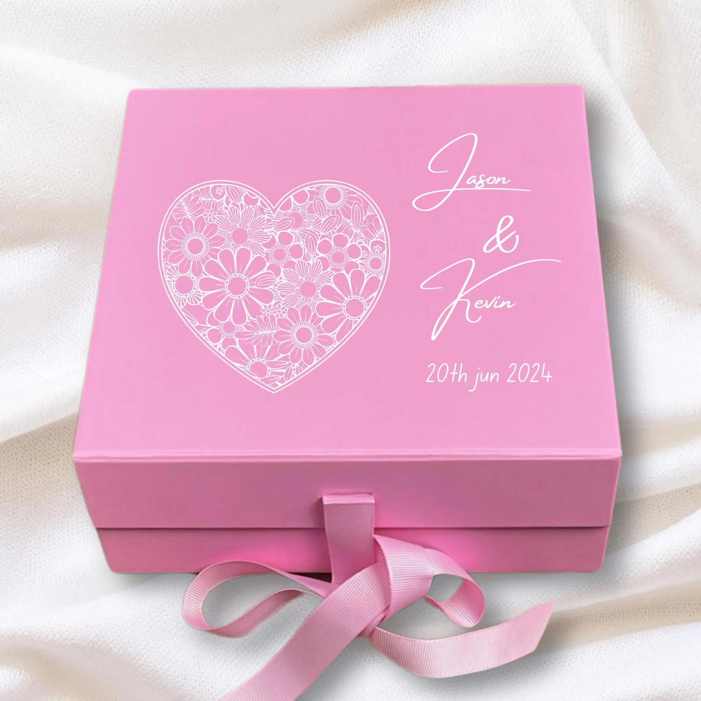 Personalized Wedding Love Keepsake Box - Custom Pink Memory Gift