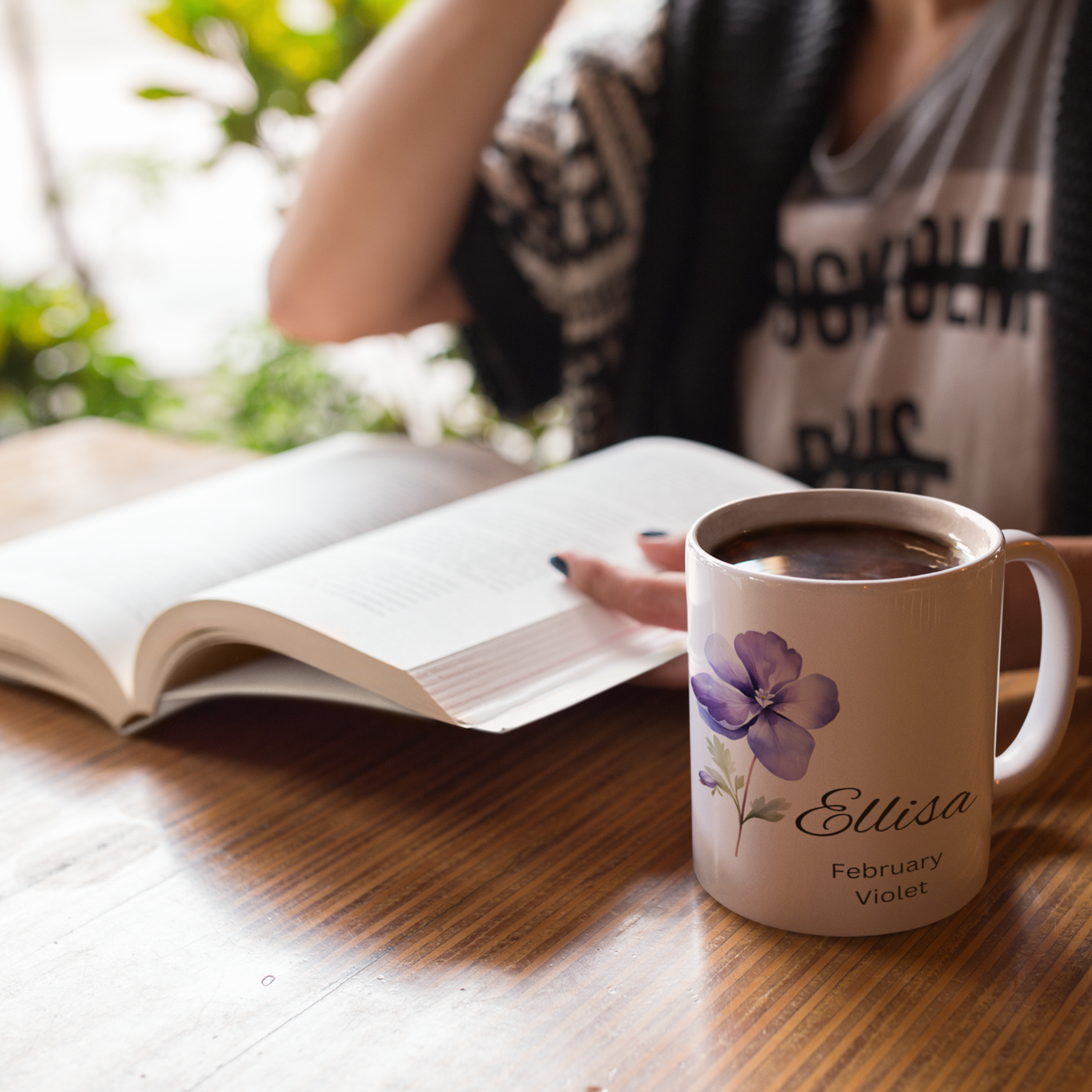 Birth Month Flower Coffee Mug, Personalized Ceramic Floral Mugs, Custom