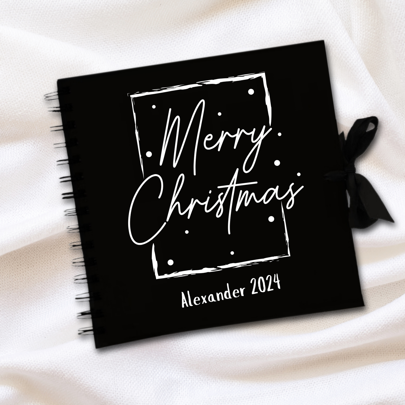 Merry Christmas  Black Scrapbook Guest Book