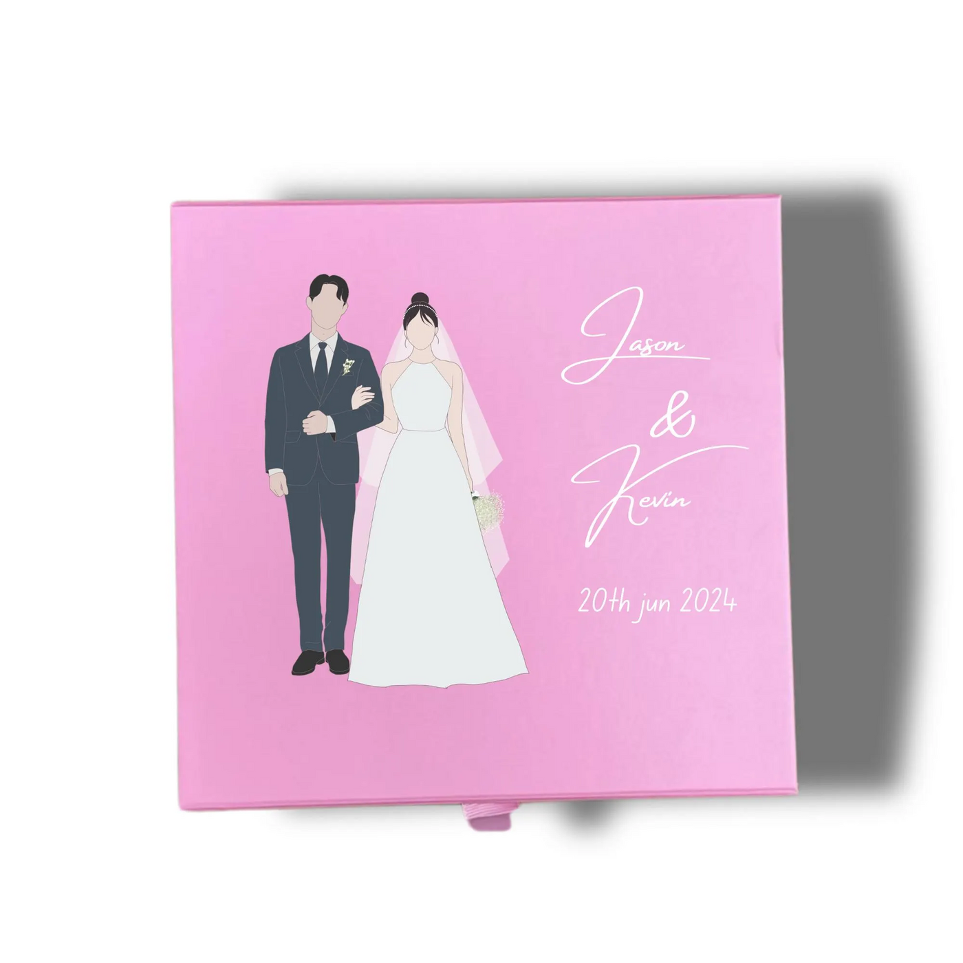 Personalized Wedding Keepsake Box - Custom Pink Memory Gift