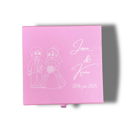 Personalized Wedding Keepsake Box - Custom Pink Memory Gift