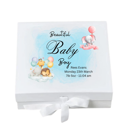 Personalized Baby Keepsake Box Memory Gift for Newborn & Baby Shower, Custom Name,Date. Perfect for Baby Gifts!