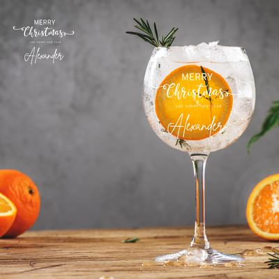 Christmas Gift Personalised Any Message Gin And Tonic Balloon Glass