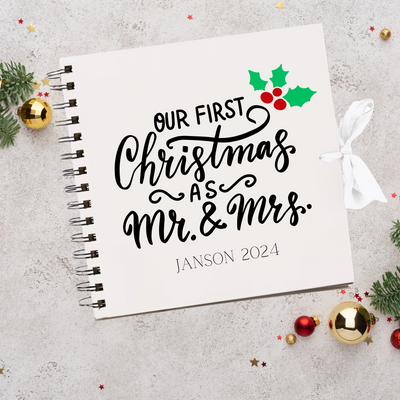 Our Frist Christmas White  Scrapbook Guest Book