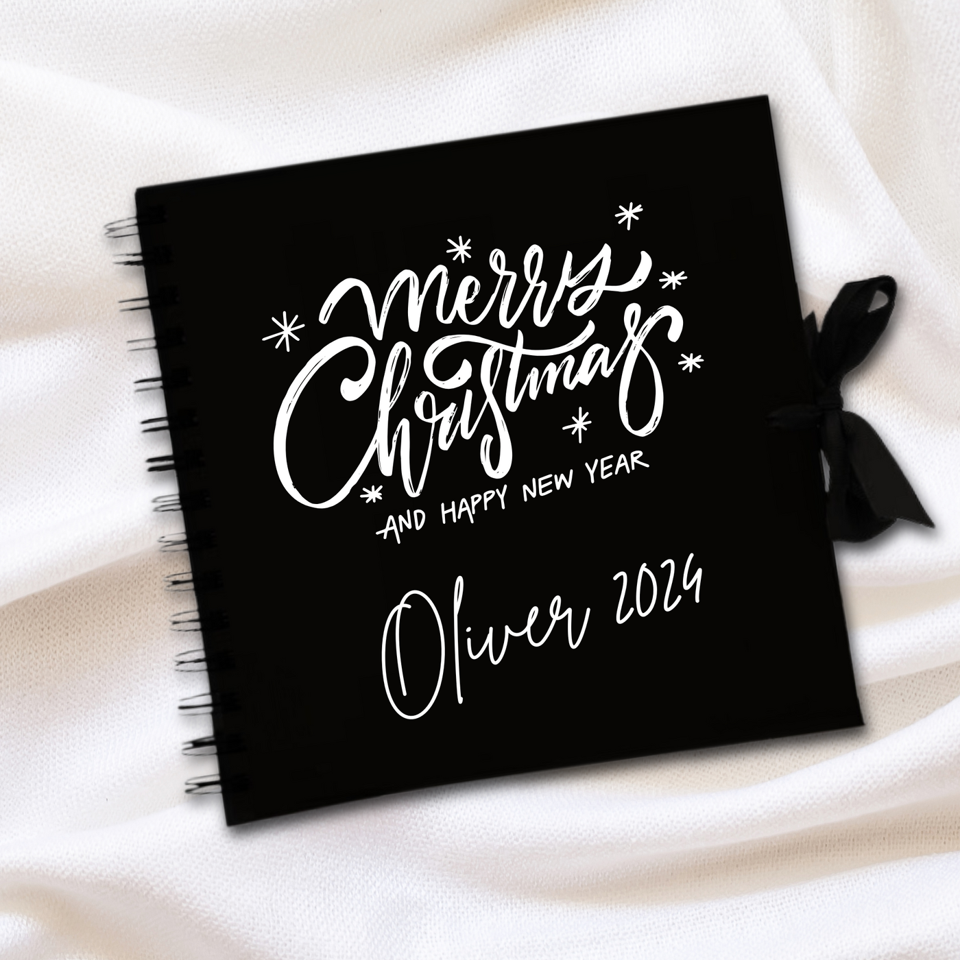 Merry Christmas Black Scrapbook Guest Book