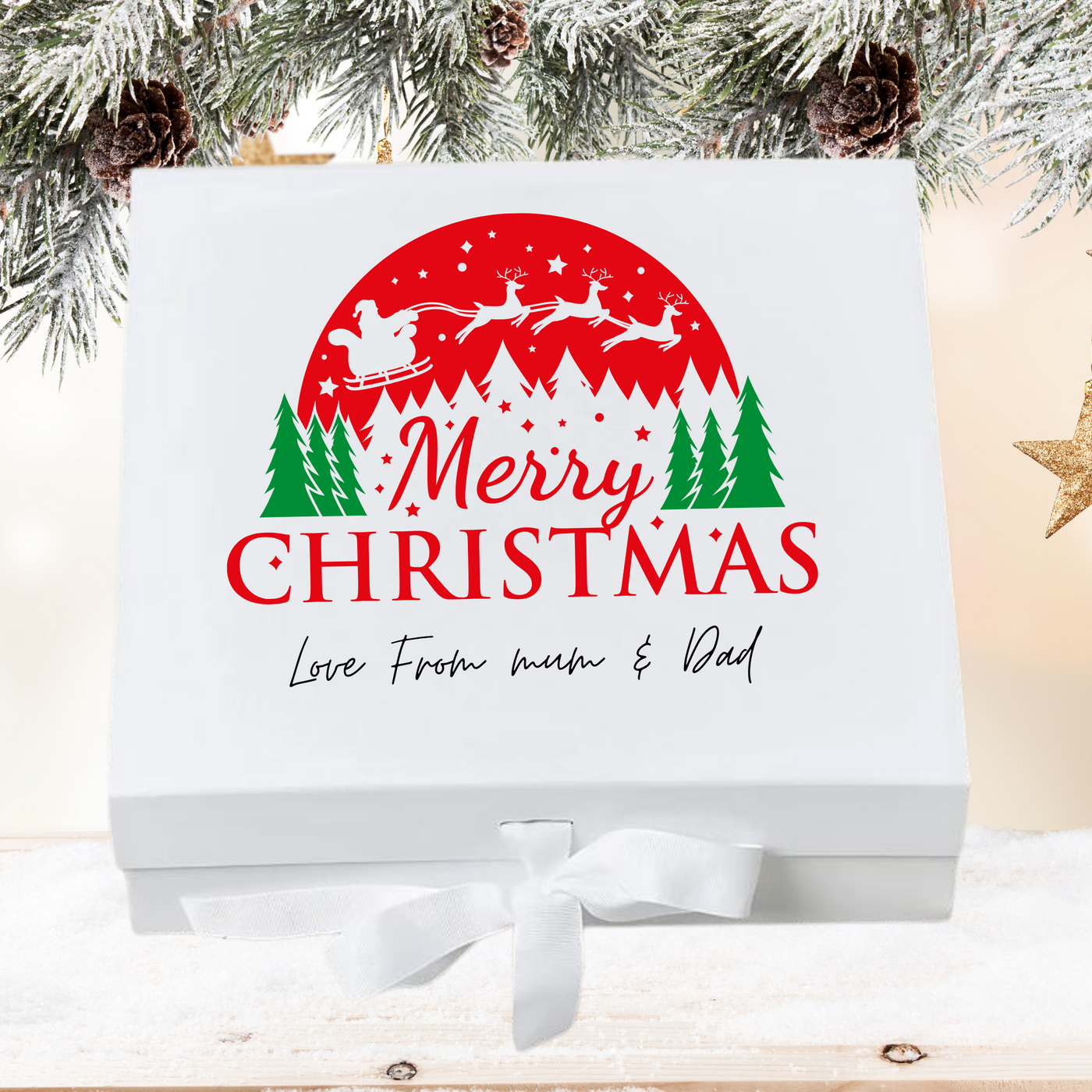 Personalised Merry Christmas Keepsake Memory Gift Box Mum & Dad