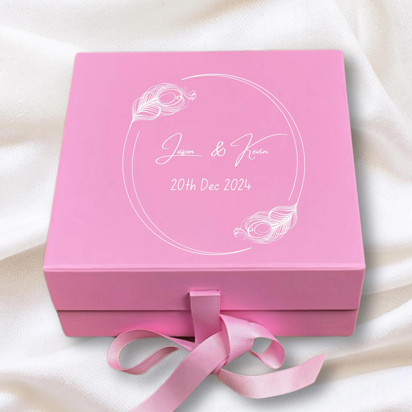 Personalized Wedding Keepsake Box - Custom Pink Memory Gift