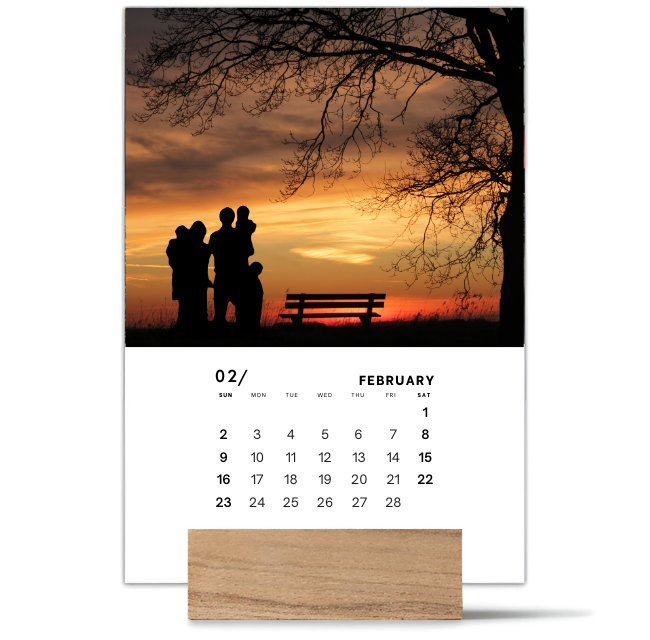 Family Wood Block Desk Calendar 2025