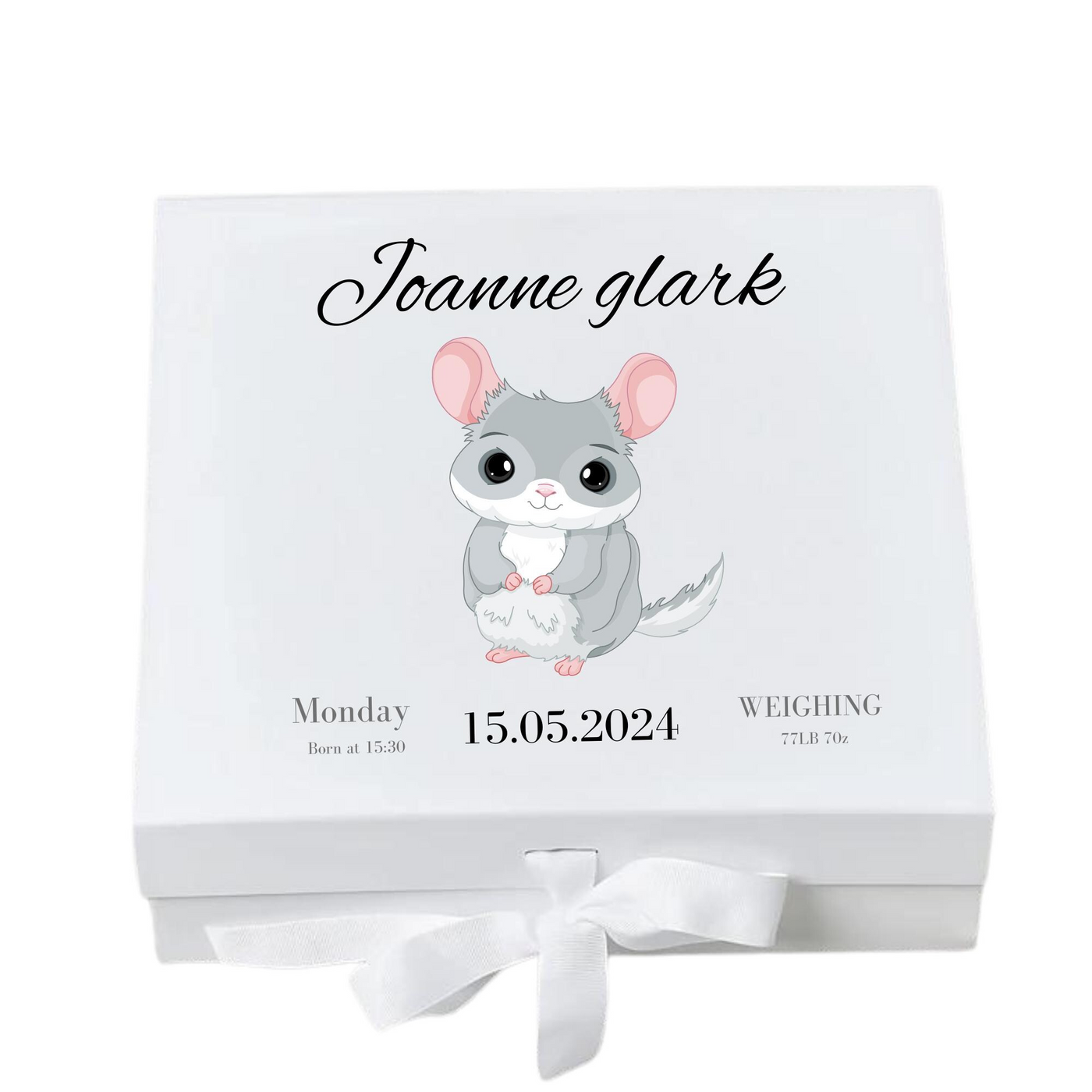 Personalised Baby Keepsake Box Mouse Memory Gift for Newborn & Baby Shower, Custom Name,Date