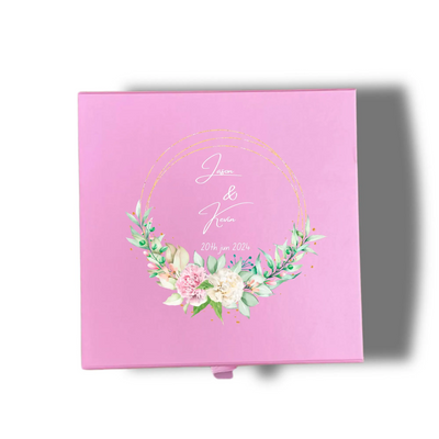 Personalized Wedding Keepsake Box - Custom Pink Memory Gift