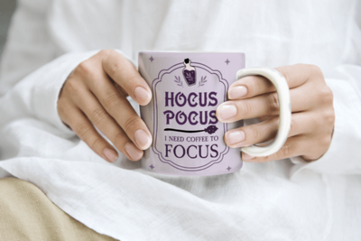 hocus pocus i need coffee to focus Ceramic Mug Gift Personalised Mug