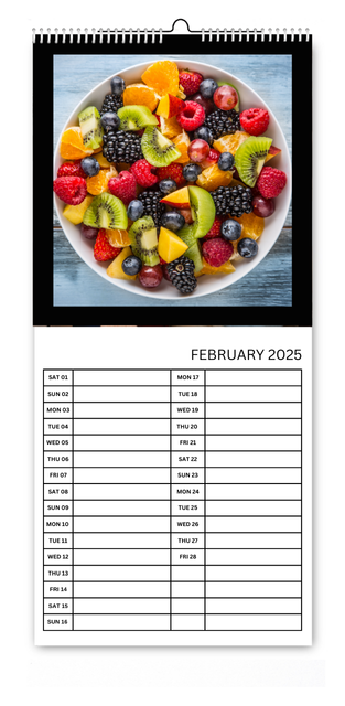 Simple Black and White 5.5x12 Kitchen Calendar