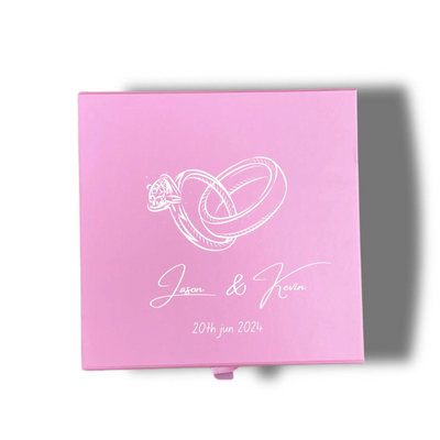 Personalized Wedding Rings Keepsake Box - Custom Pink Memory Gift