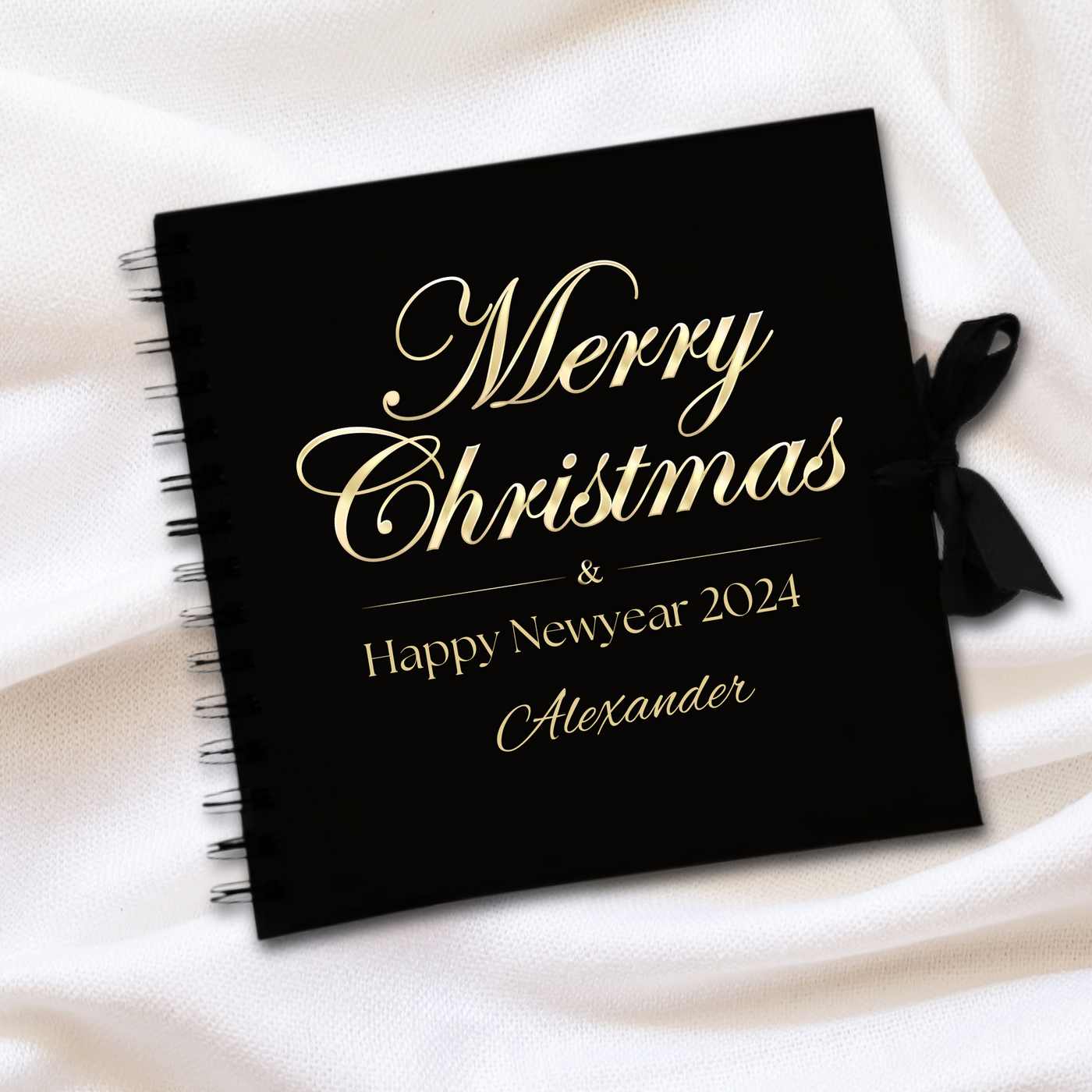 Merry Christmas Black Scrapbook Guest Book