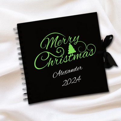 Merry Christmas Black Scrapbook Guest Book