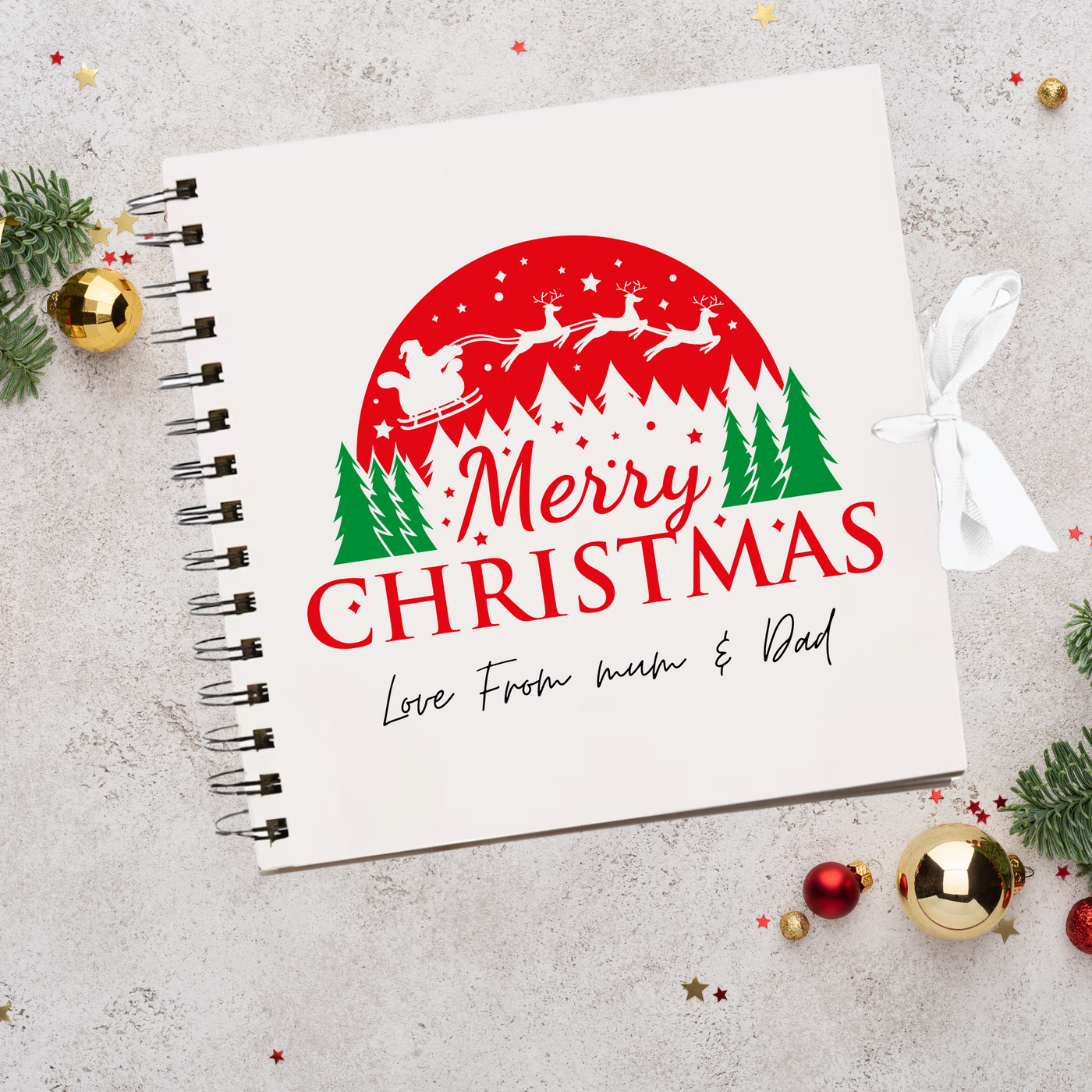 Merry  Christmas White  Scrapbook Guest Book