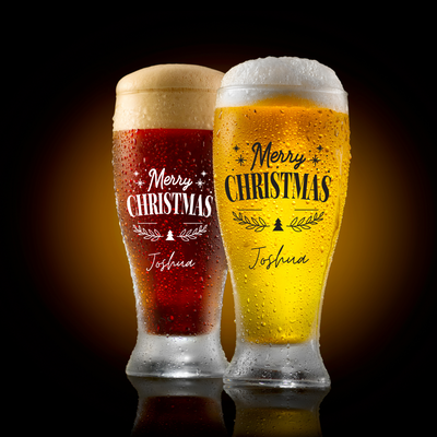 Christmas Gift Latter Merry Christmas Glass Beer Pint Glass