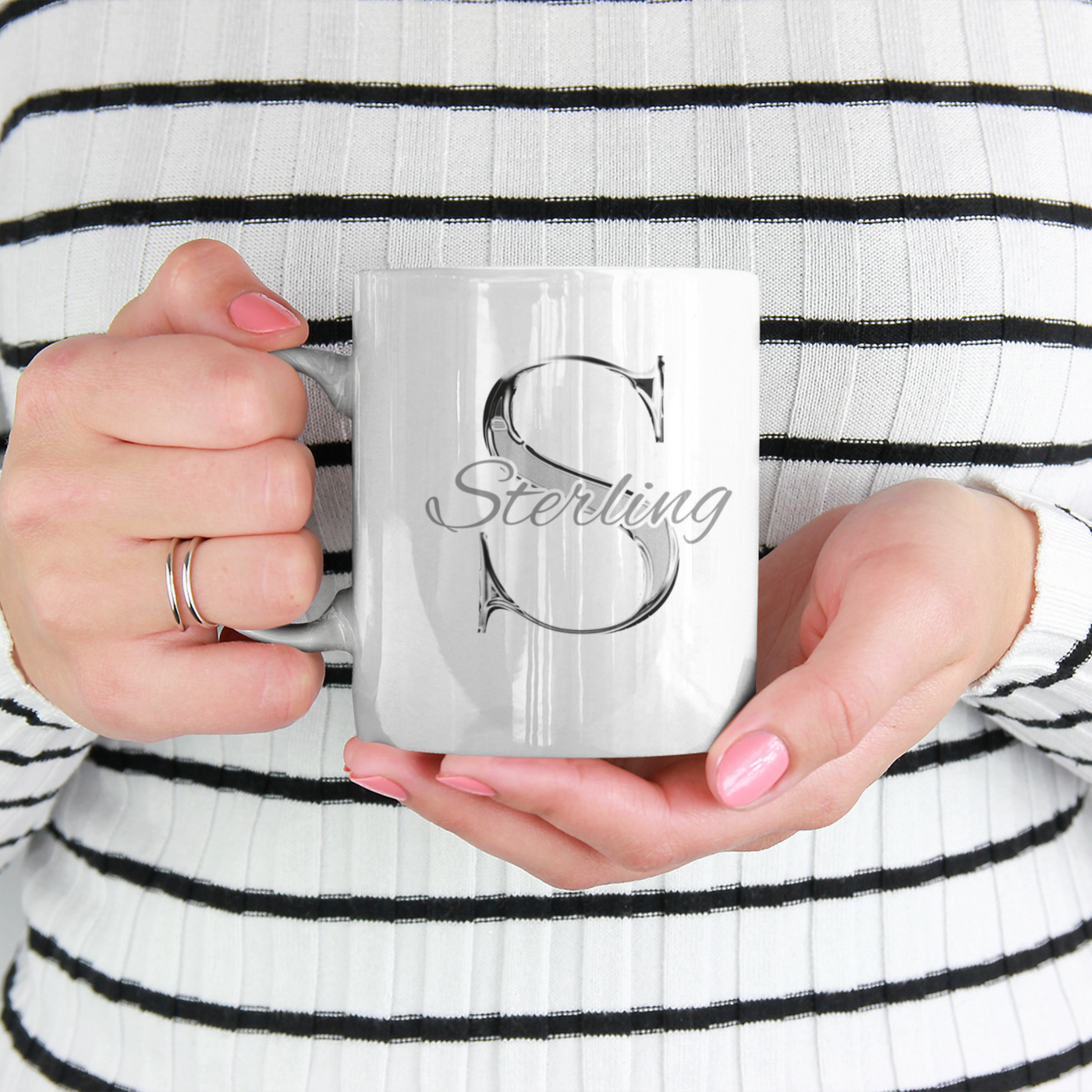 Silver Name  Ceramic Mug - Gift For Her - Personalised Mug