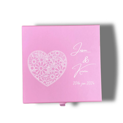 Personalized Wedding Love Keepsake Box - Custom Pink Memory Gift