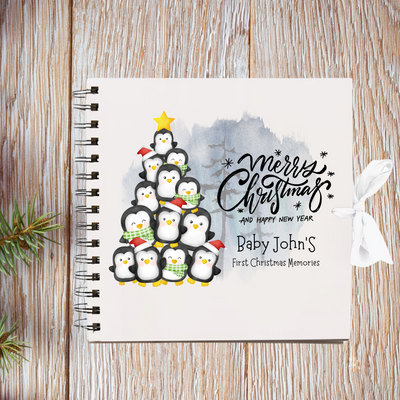 Merry  Christmas White  Scrapbook Guest Book