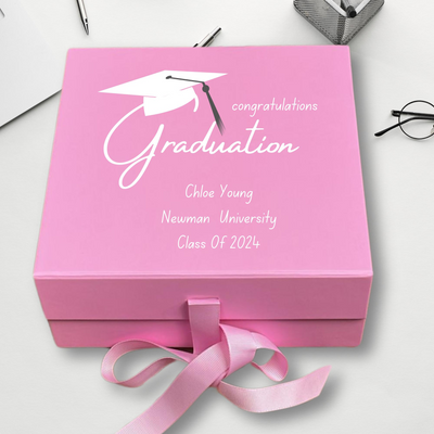 Personalized Graduation Keepsake Box - Pink Memory Gift for Her - Custom Graduation Gift Box - Graduation Memory Keepsake