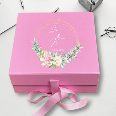 Personalized Wedding Keepsake Box - Custom Pink Memory Gift