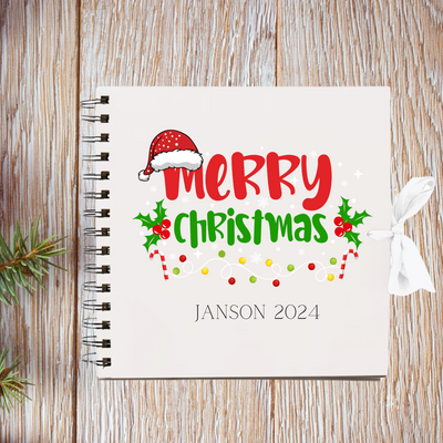 Merry  Christmas White  Scrapbook Guest Book