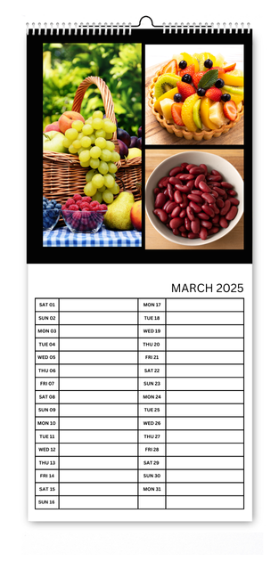 Simple Black and White 5.5x12 Kitchen Calendar