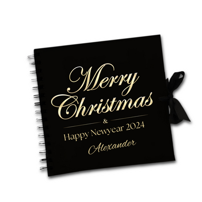 Merry Christmas Black Scrapbook Guest Book