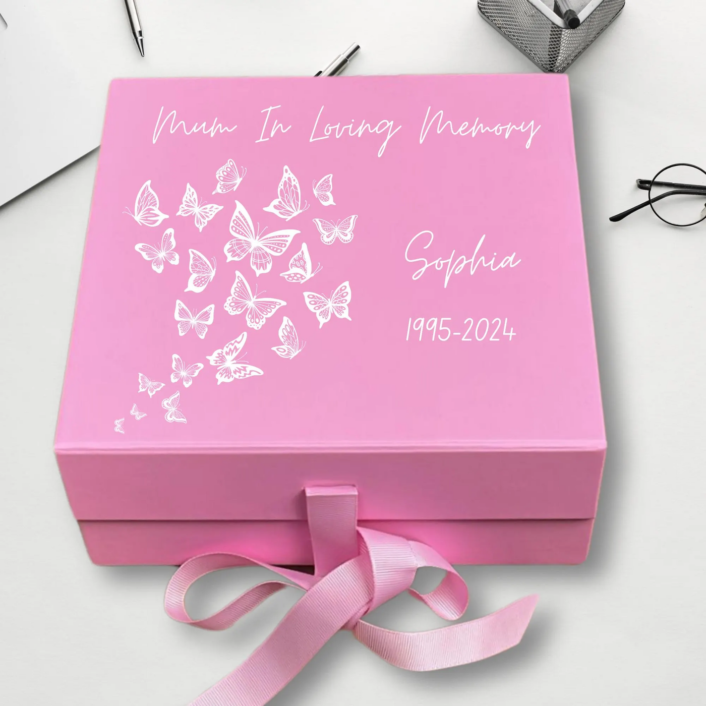 Personalized Mom Keepsake Box - Custom Memory Gift - Pink Gift Box for Her - Unique Keepsake for Special Moments