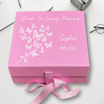 Personalized Mom Keepsake Box - Custom Memory Gift - Pink Gift Box for Her - Unique Keepsake for Special Moments