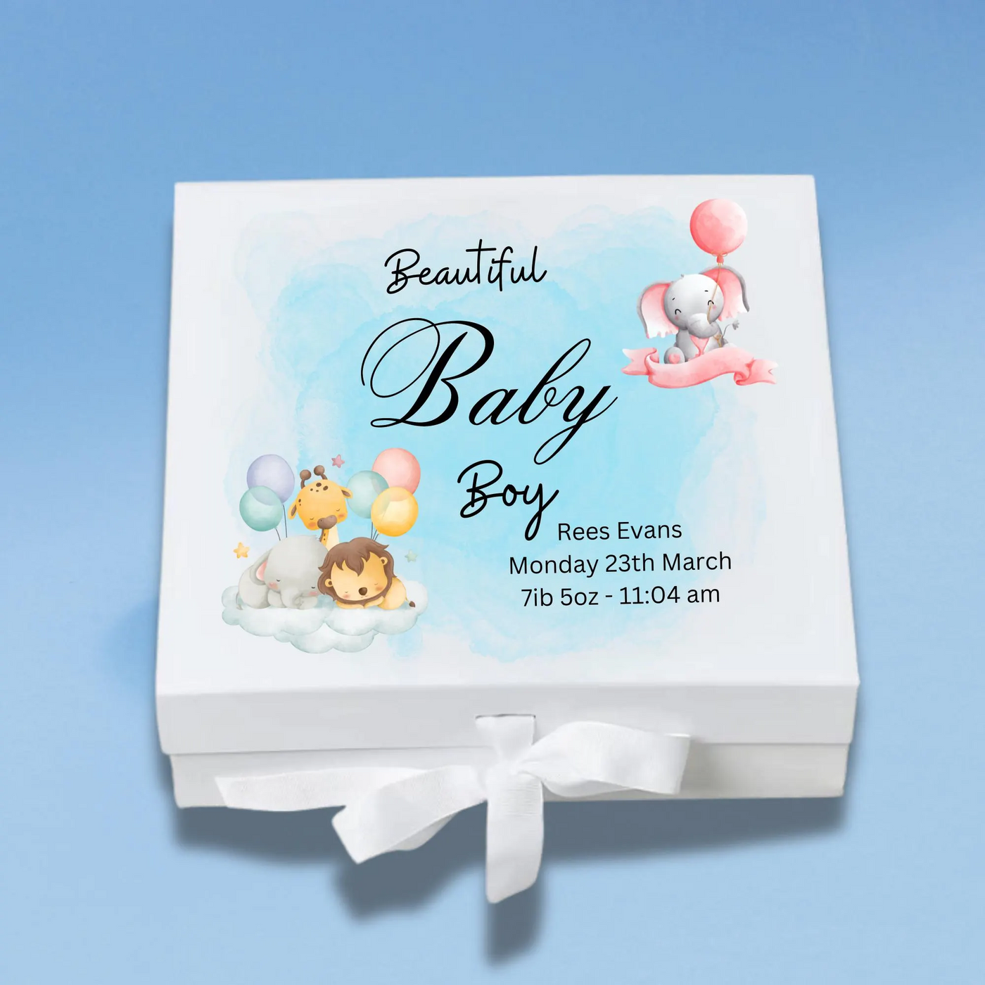 Personalized Baby Keepsake Box Memory Gift for Newborn & Baby Shower, Custom Name,Date. Perfect for Baby Gifts!