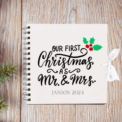 Our Frist Christmas White  Scrapbook Guest Book