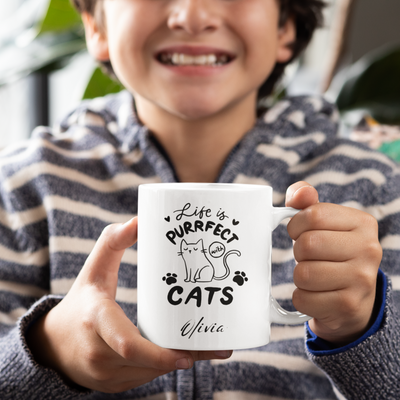 life is purrfect cats Ceramic Mug - Gift For Her - Personalised Mug