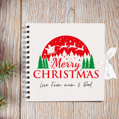 Merry  Christmas White  Scrapbook Guest Book