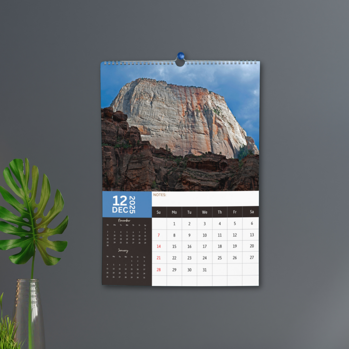 Mountains Calendar 2025 A3