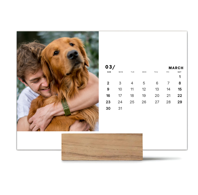 Wood Block Desk Calendar 2025