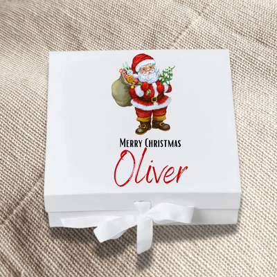 Personalised Merry Christmas Santa Design Keepsake Memory Box