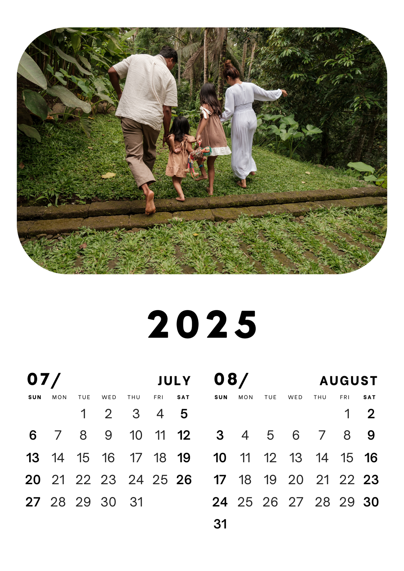 Family Custom  Wall Calendar 2025